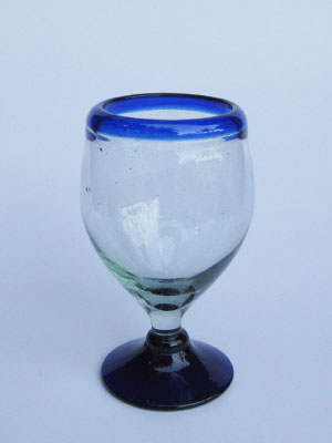 Sale Items / 'Cobalt Blue Rim' stemless wine glasses  / Add sophistication to your table with these stemless all-purpose wine glasses. Each bordered with a beautiful blue rim.